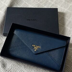 Prada Sky Blue Leather Card Holder